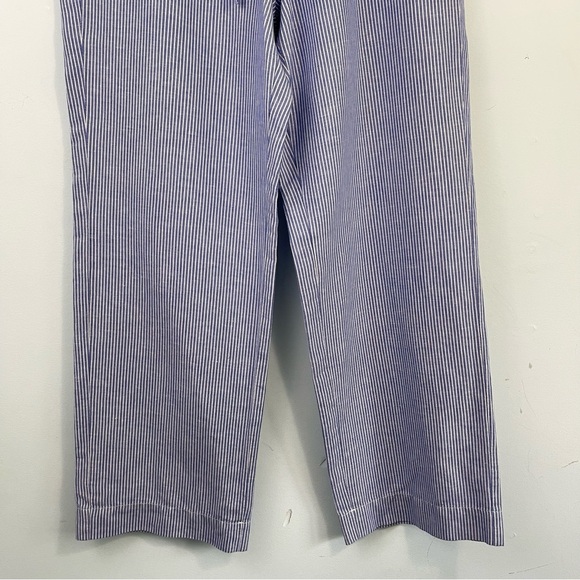Talbots The Easy Drawstring Pant 12 Wide Leg Linen Blend Pants Coastal Striped - Picture 3 of 15